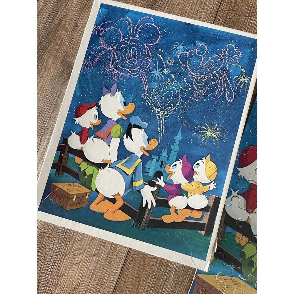 Vintage 1972 Walt Disney Whitman Jigsaw Puzzle, Donald Duck Fireworks, 100 pcs